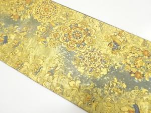 本金箔　華紋に鳳凰・唐花模様織り出し　袋帯
